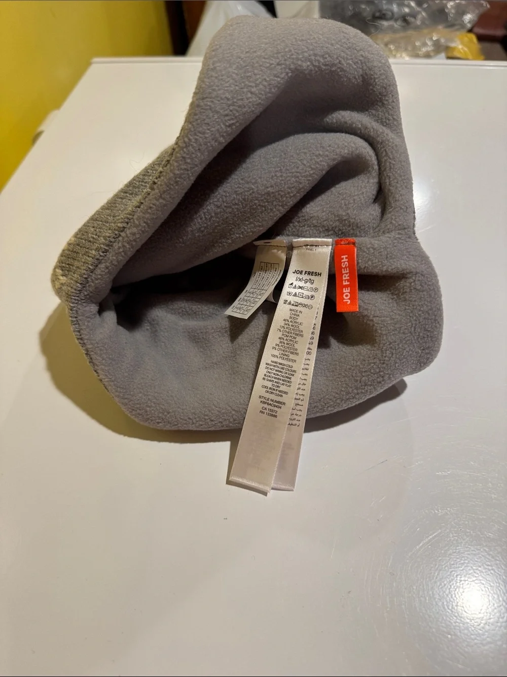 Joe Fresh Gray Knit Pom Pom Earflap Hat